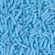 Miyuki Bugle 6mm Beads - Opaque turquoise blue matted ab BGL2-413FR